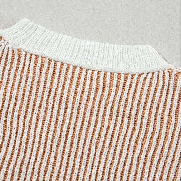 NWT [Altar'd State] Striped Oversized Ribbed Knit Pink Sweater Womens XXS XS S M - Picture 10 of 16